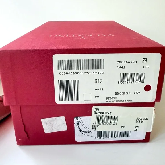 Valentino Garavani Rockstud Pointed Toe Flats Nude Beige Patent Leather 38.5 - Picture 15 of 15